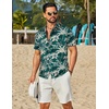 COOFANDY Mens Hawaiian Shirt Short Sleeve Button Down Floral Aloha Shirts Tropical Vacation Beach Shirts(E – Green Palm Tree)