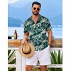 COOFANDY Mens Hawaiian Shirt Short Sleeve Button Down Floral Aloha Shirts Tropical Vacation Beach Shirts(E – Green Palm Tree)