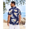 COOFANDY Mens Hawaiian Shirt Short Sleeve Button Down Floral Aloha Shirts Tropical Vacation Beach Shirts(F – Deep Blue & Yellow White Floral)