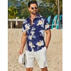 COOFANDY Mens Hawaiian Shirt Short Sleeve Button Down Floral Aloha Shirts Tropical Vacation Beach Shirts(F – Deep Blue & Yellow White Floral)