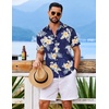 COOFANDY Mens Hawaiian Shirt Short Sleeve Button Down Floral Aloha Shirts Tropical Vacation Beach Shirts(F – Deep Blue & Yellow White Floral)