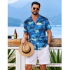 COOFANDY Mens Hawaiian Shirt Short Sleeve Button Down Floral Aloha Shirts Tropical Vacation Beach Shirts(G – Green Blue & Sunset Palm Tree)