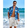 COOFANDY Mens Hawaiian Shirt Short Sleeve Button Down Floral Aloha Shirts Tropical Vacation Beach Shirts(G – Green Blue & Sunset Palm Tree)