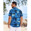 COOFANDY Mens Hawaiian Shirt Short Sleeve Button Down Floral Aloha Shirts Tropical Vacation Beach Shirts(G – Green Blue & Sunset Palm Tree)