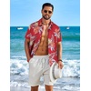 COOFANDY Mens Hawaiian Shirt Short Sleeve Button Down Floral Aloha Shirts Tropical Vacation Beach Shirts(H – Red Leaf)