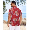 COOFANDY Mens Hawaiian Shirt Short Sleeve Button Down Floral Aloha Shirts Tropical Vacation Beach Shirts(H – Red Leaf)