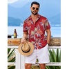 COOFANDY Mens Hawaiian Shirt Short Sleeve Button Down Floral Aloha Shirts Tropical Vacation Beach Shirts(H – Red Leaf)