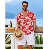 COOFANDY Mens Hawaiian Shirt Short Sleeve Button Down Floral Aloha Shirts Tropical Vacation Beach Shirts(I – Red & White Floral)