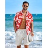 COOFANDY Mens Hawaiian Shirt Short Sleeve Button Down Floral Aloha Shirts Tropical Vacation Beach Shirts(I – Red & White Floral)