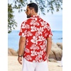 COOFANDY Mens Hawaiian Shirt Short Sleeve Button Down Floral Aloha Shirts Tropical Vacation Beach Shirts(I – Red & White Floral)