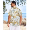 COOFANDY Mens Hawaiian Shirt Short Sleeve Button Down Floral Aloha Shirts Tropical Vacation Beach Shirts(J – White & Yellow Leaf)