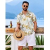 COOFANDY Mens Hawaiian Shirt Short Sleeve Button Down Floral Aloha Shirts Tropical Vacation Beach Shirts(J – White & Yellow Leaf)