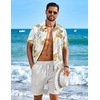 COOFANDY Mens Hawaiian Shirt Short Sleeve Button Down Floral Aloha Shirts Tropical Vacation Beach Shirts(J – White & Yellow Leaf)