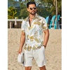 COOFANDY Mens Hawaiian Shirt Short Sleeve Button Down Floral Aloha Shirts Tropical Vacation Beach Shirts(J – White & Yellow Leaf)