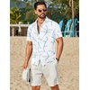 COOFANDY Mens Hawaiian Shirt Short Sleeve Button Down Floral Aloha Shirts Tropical Vacation Beach Shirts(K – White & Blue Leaf)