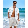 COOFANDY Mens Hawaiian Shirt Short Sleeve Button Down Floral Aloha Shirts Tropical Vacation Beach Shirts(K – White & Blue Leaf)