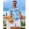 COOFANDY Mens Hawaiian Shirt Short Sleeve Button Down Floral Aloha Shirts Tropical Vacation Beach Shirts(L – Light Blue & White Plam Leaf)