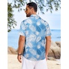COOFANDY Mens Hawaiian Shirt Short Sleeve Button Down Floral Aloha Shirts Tropical Vacation Beach Shirts(L – Light Blue & White Plam Leaf)
