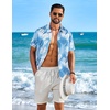 COOFANDY Mens Hawaiian Shirt Short Sleeve Button Down Floral Aloha Shirts Tropical Vacation Beach Shirts(L – Light Blue & White Plam Leaf)