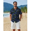 COOFANDY Mens Hawaiian Shirt Short Sleeve Tropical Button Up Vacation Beach Shirt(Black Blue Green – Leaf)