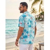 COOFANDY Mens Hawaiian Shirt Short Sleeve Tropical Button Up Vacation Beach Shirt(Cyan Blue – Flamingos)