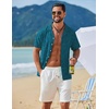 COOFANDY Mens Hawaiian Shirt Short Sleeve Tropical Button Up Vacation Beach Shirt(Lake Blue – Leaf)
