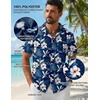 COOFANDY Mens Hawaiian Shirt Short Sleeve Tropical Button Up Vacation Beach Shirt(Navy Blue – Floral)
