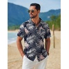 COOFANDY Mens Hawaiian Shirt Short Sleeve Tropical Button Up Vacation Beach Shirt(Pink White – Leaf)