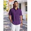 COOFANDY Men’s Short Sleeve Dress Shirts Wrinkle Free Casual Button Down Shirts with Pocket(Purple)