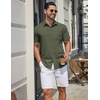 COOFANDY Mens Stretch Dress Shirts Short Sleeve Casual Button Down Shirts with Pocket(Army Green)