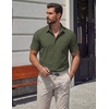 COOFANDY Mens Stretch Dress Shirts Short Sleeve Casual Button Down Shirts with Pocket(Army Green)