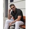 COOFANDY Mens Stretch Dress Shirts Short Sleeve Casual Button Down Shirts with Pocket(Black)