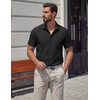 COOFANDY Mens Stretch Dress Shirts Short Sleeve Casual Button Down Shirts with Pocket(Black)