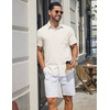 COOFANDY Mens Stretch Dress Shirts Short Sleeve Casual Button Down Shirts with Pocket(Cream)