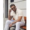 COOFANDY Mens Stretch Dress Shirts Short Sleeve Casual Button Down Shirts with Pocket(Cream)