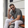 COOFANDY Mens Stretch Dress Shirts Short Sleeve Casual Button Down Shirts with Pocket(Dark Grey)