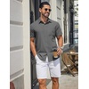 COOFANDY Mens Stretch Dress Shirts Short Sleeve Casual Button Down Shirts with Pocket(Dark Grey)