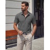 COOFANDY Mens Stretch Dress Shirts Short Sleeve Casual Button Down Shirts with Pocket(Dark Grey)