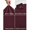 COOFANDY Mens Stretch Dress Shirts Short Sleeve Casual Button Down Shirts with Pocket(Deep Red)