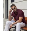 COOFANDY Mens Stretch Dress Shirts Short Sleeve Casual Button Down Shirts with Pocket(Deep Red)