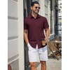 COOFANDY Mens Stretch Dress Shirts Short Sleeve Casual Button Down Shirts with Pocket(Deep Red)
