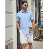 COOFANDY Mens Stretch Dress Shirts Short Sleeve Casual Button Down Shirts with Pocket(Light Blue)