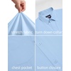 COOFANDY Mens Stretch Dress Shirts Short Sleeve Casual Button Down Shirts with Pocket(Light Blue)