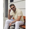 COOFANDY Mens Stretch Dress Shirts Short Sleeve Casual Button Down Shirts with Pocket(Light Khaki)