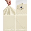 COOFANDY Mens Stretch Dress Shirts Short Sleeve Casual Button Down Shirts with Pocket(Light Khaki)