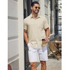 COOFANDY Mens Stretch Dress Shirts Short Sleeve Casual Button Down Shirts with Pocket(Light Khaki)