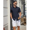 COOFANDY Mens Stretch Dress Shirts Short Sleeve Casual Button Down Shirts with Pocket(Midnight Blue)