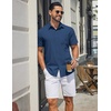 COOFANDY Mens Stretch Dress Shirts Short Sleeve Casual Button Down Shirts with Pocket(Navy Blue)