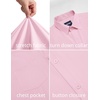 COOFANDY Mens Stretch Dress Shirts Short Sleeve Casual Button Down Shirts with Pocket(Pink)