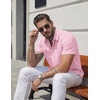 COOFANDY Mens Stretch Dress Shirts Short Sleeve Casual Button Down Shirts with Pocket(Pink)